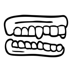line drawing cartoon false teeth