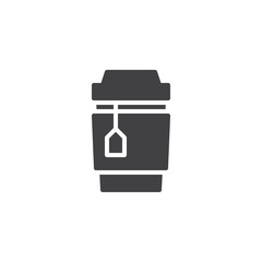 Obraz premium Take away Tea cup vector icon. filled flat sign for mobile concept and web design. Tea bag cup simple solid icon. Symbol, logo illustration. Pixel perfect vector graphics