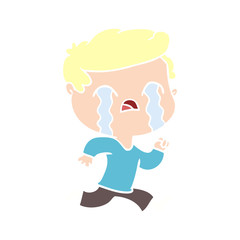 flat color style cartoon man crying