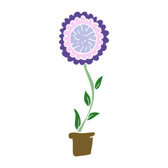 cartoon doodle flower pot