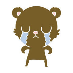 crying flat color style cartoon bear