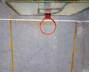 Concrete basketball court aerial view