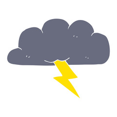 flat color illustration of a cartoon thundercloud