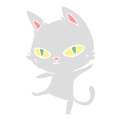 flat color style cartoon cat staring