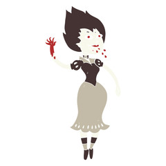 flat color illustration of a cartoon blood sucking vampire girl