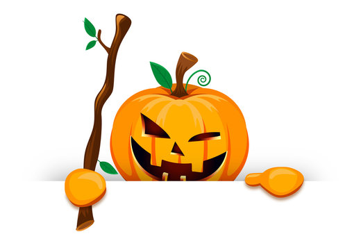 halloween pumpkin stick scary smiling