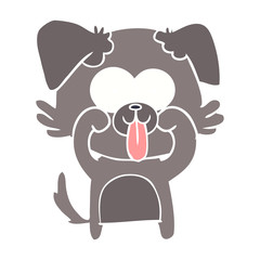 flat color style cartoon dog with tongue sticking out