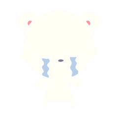 crying flat color style cartoon polarbear
