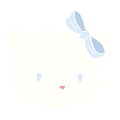 flat color style cartoon cat wearing bow