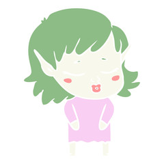 pretty flat color style cartoon elf girl