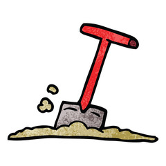 cartoon doodle shovel in dirt
