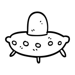 line drawing cartoon alien spaceship