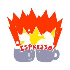 flat color illustration of a cartoon espresso