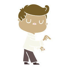flat color style cartoon aloof man pointing finger