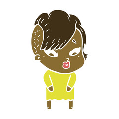 flat color style cartoon surprised girl