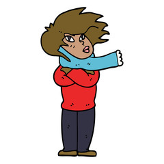 cartoon doodle girl with scarf