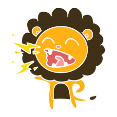 flat color style cartoon roaring lion