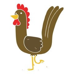 flat color style cartoon rooster
