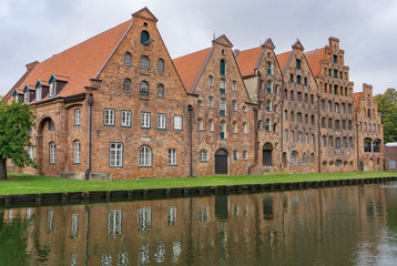 Group of historic salt warehouses in Lübeck, Germany