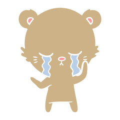 crying flat color style cartoon bear