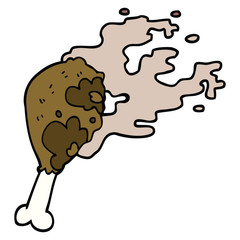 cartoon doodle cooked chicken leg