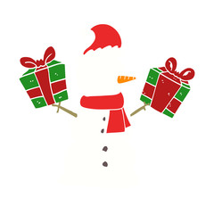 flat color style cartoon snowman