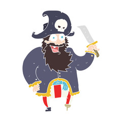 flat color illustration of a cartoon pirate captain