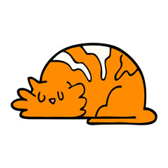 cartoon doodle sleepy cat