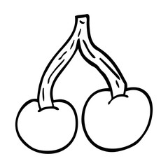 line drawing cartoon ripe cherries