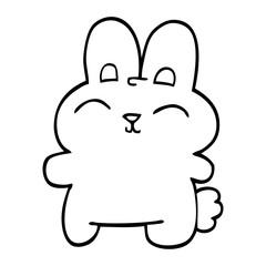 happy line drawing cartoon rabbit