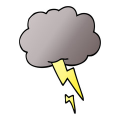 cartoon doodle storm cloud with lightning