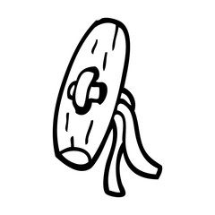 line drawing cartoon old wooden button