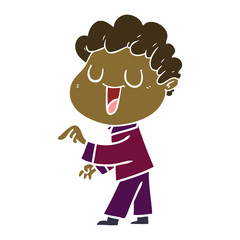 laughing flat color style cartoon man
