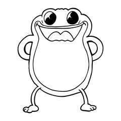line drawing cartoon frog