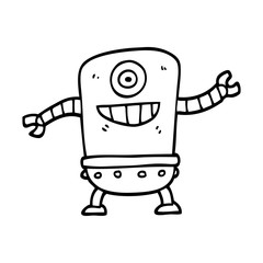 line drawing cartoon robot
