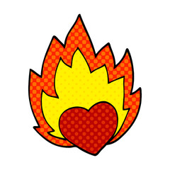 cartoon doodle flaming heart