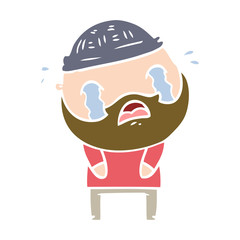 flat color style cartoon bearded man crying