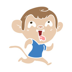 crazy flat color style cartoon monkey jogging
