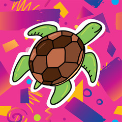Turtle sticker patch badge design illustration