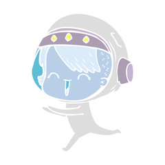 happy flat color style cartoon space girl