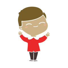 flat color style cartoon smiling boy