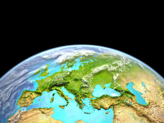 Europe from space. Extremely high detail of planet surface.