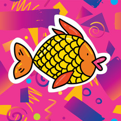 Cute cartoon gold fish illustration