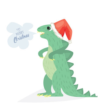 Cute Dino wish you to have a very merry Christmas. Holiday card template