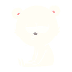 bored polar bear flat color style cartoon sitting