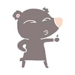 flat color style cartoon whistling bear