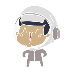 happy flat color style cartoon astronaut