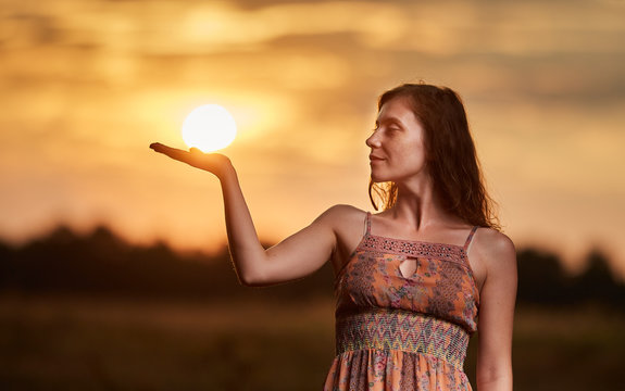 Golden Hour Portrait Of A Beautiful Woman