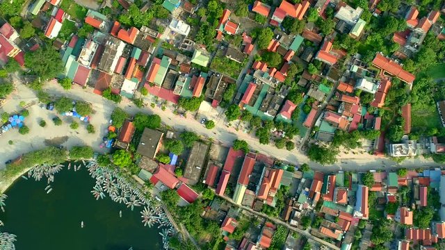 Aerial view 4k video by Drone at Tam Coc, ninh Binh, Vietnam.