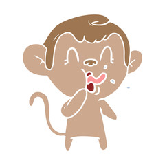 crazy flat color style cartoon monkey